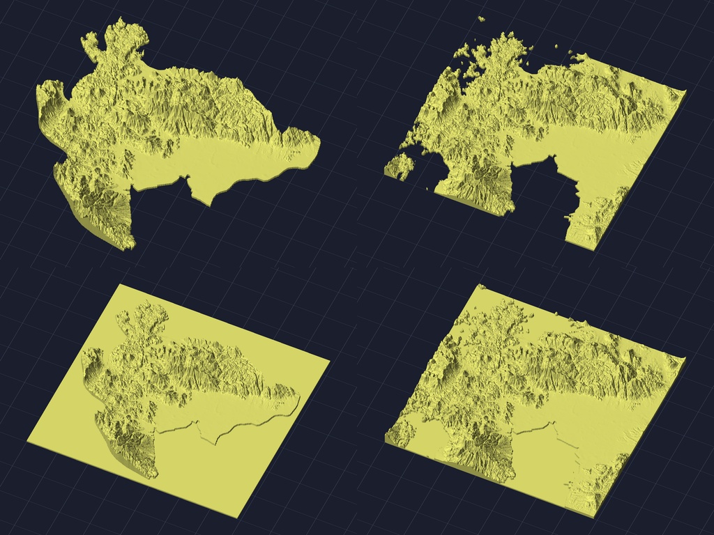 【3Dプリント】47都道府県 立体地形モデル STLデータ4種類地形模型TERRAIN JAPAN