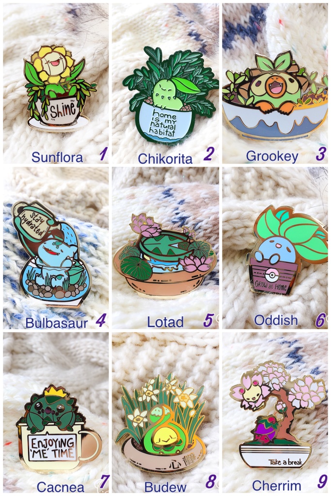 サボネア ポケモンピンバッジ Pokemon Houseplants Enamel Pin Micannn Booth