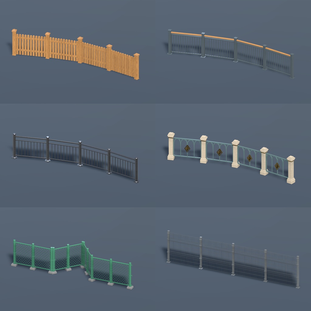 【Unity】ドラッグで自由に生成・変形!12種類のフェンス | Neruneru Fences