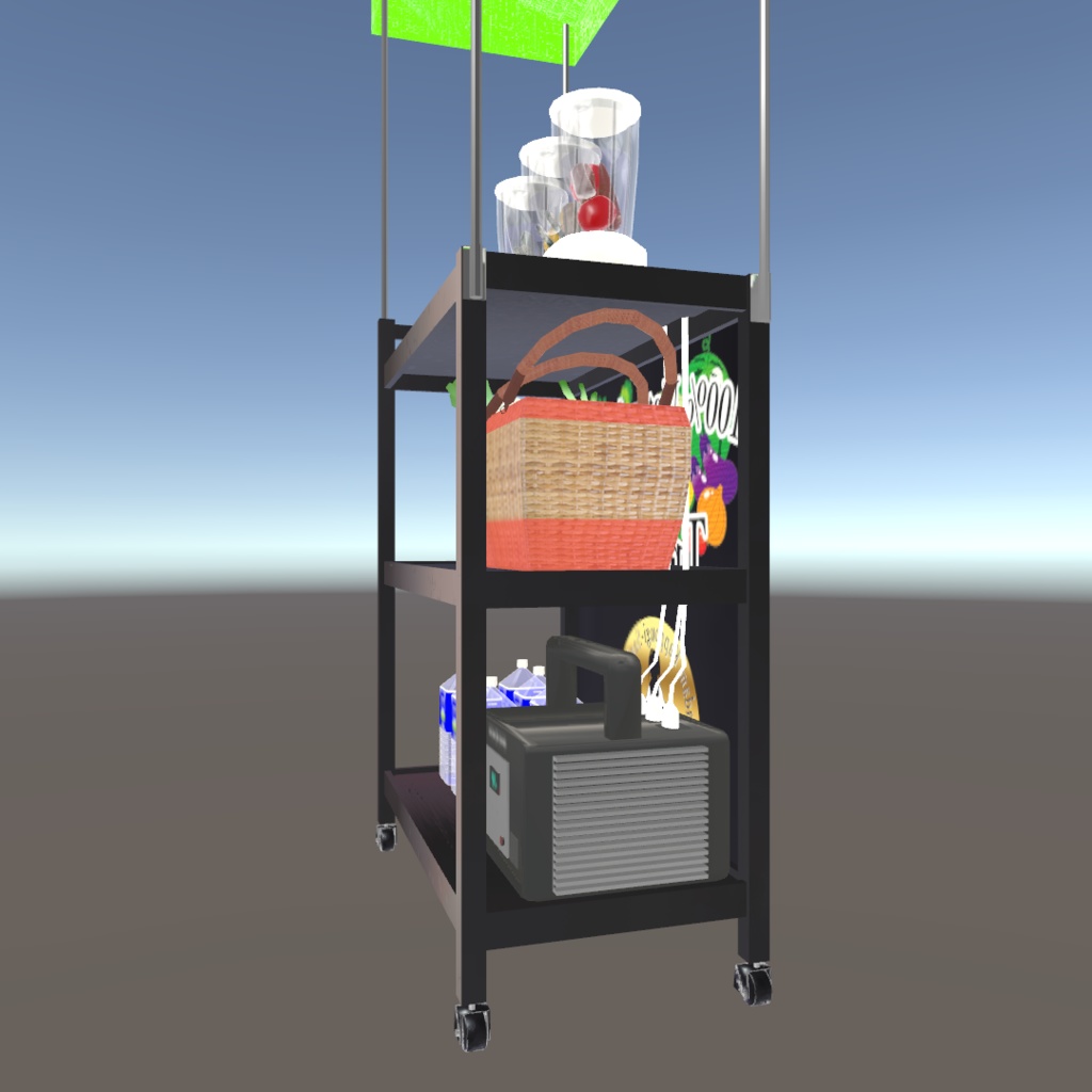 【無料】【オリジナル3Dモデル】『野菜ジュース販売ワゴン』