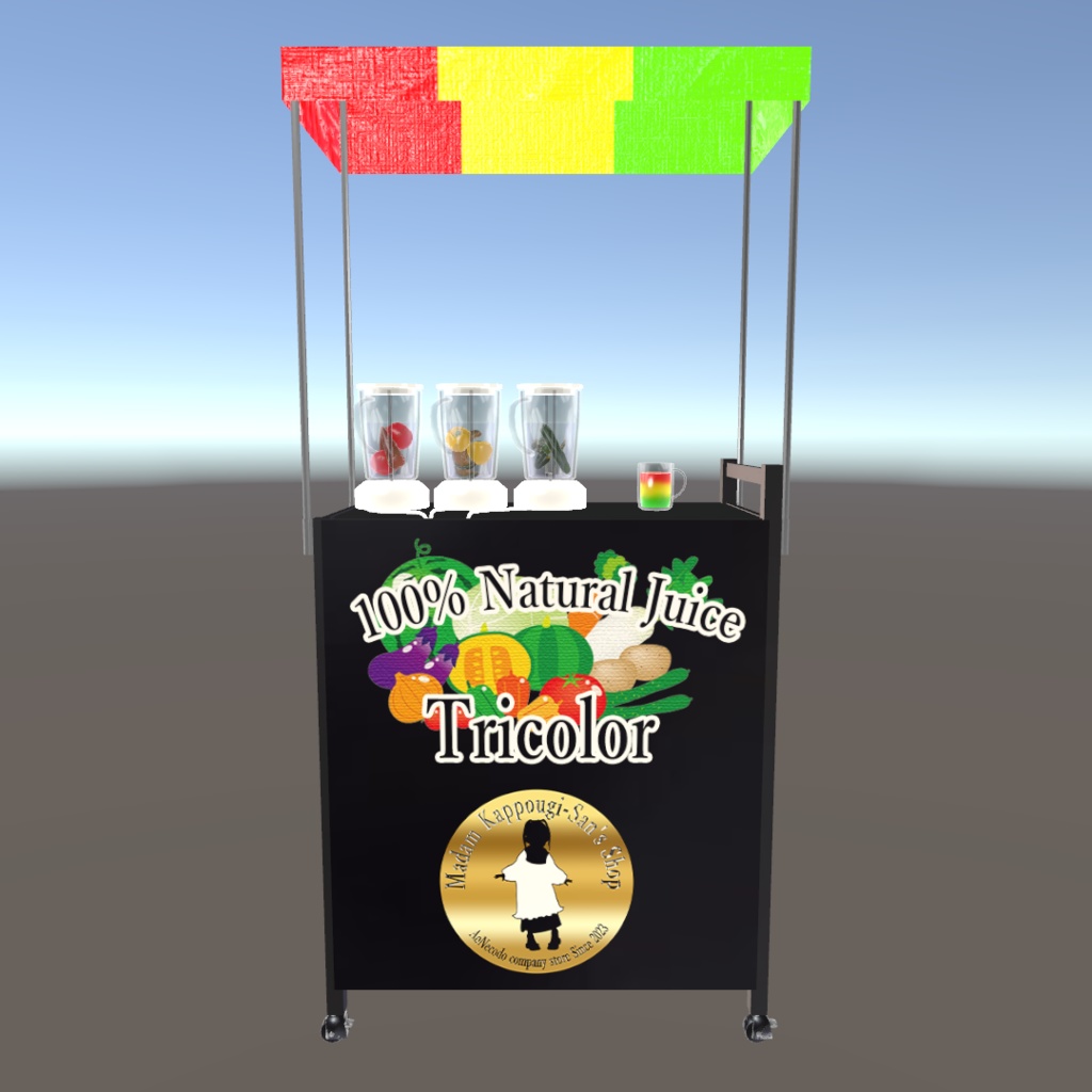 【無料】【オリジナル3Dモデル】『野菜ジュース販売ワゴン』