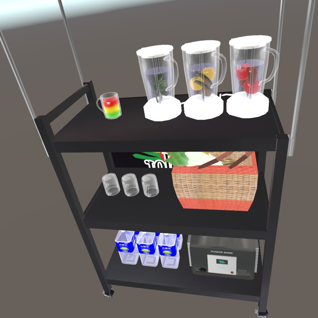 【無料】【オリジナル3Dモデル】『野菜ジュース販売ワゴン』