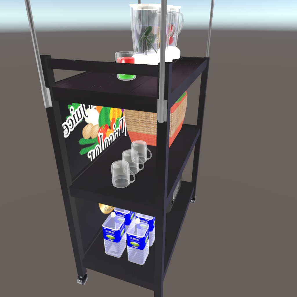 【無料】【オリジナル3Dモデル】『野菜ジュース販売ワゴン』
