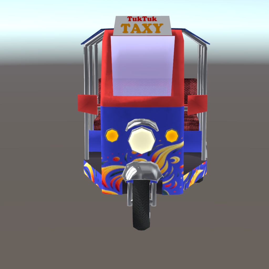 【無料】【ローポリゴン】【オリジナル3Dモデル】『TukTuk TAXY』