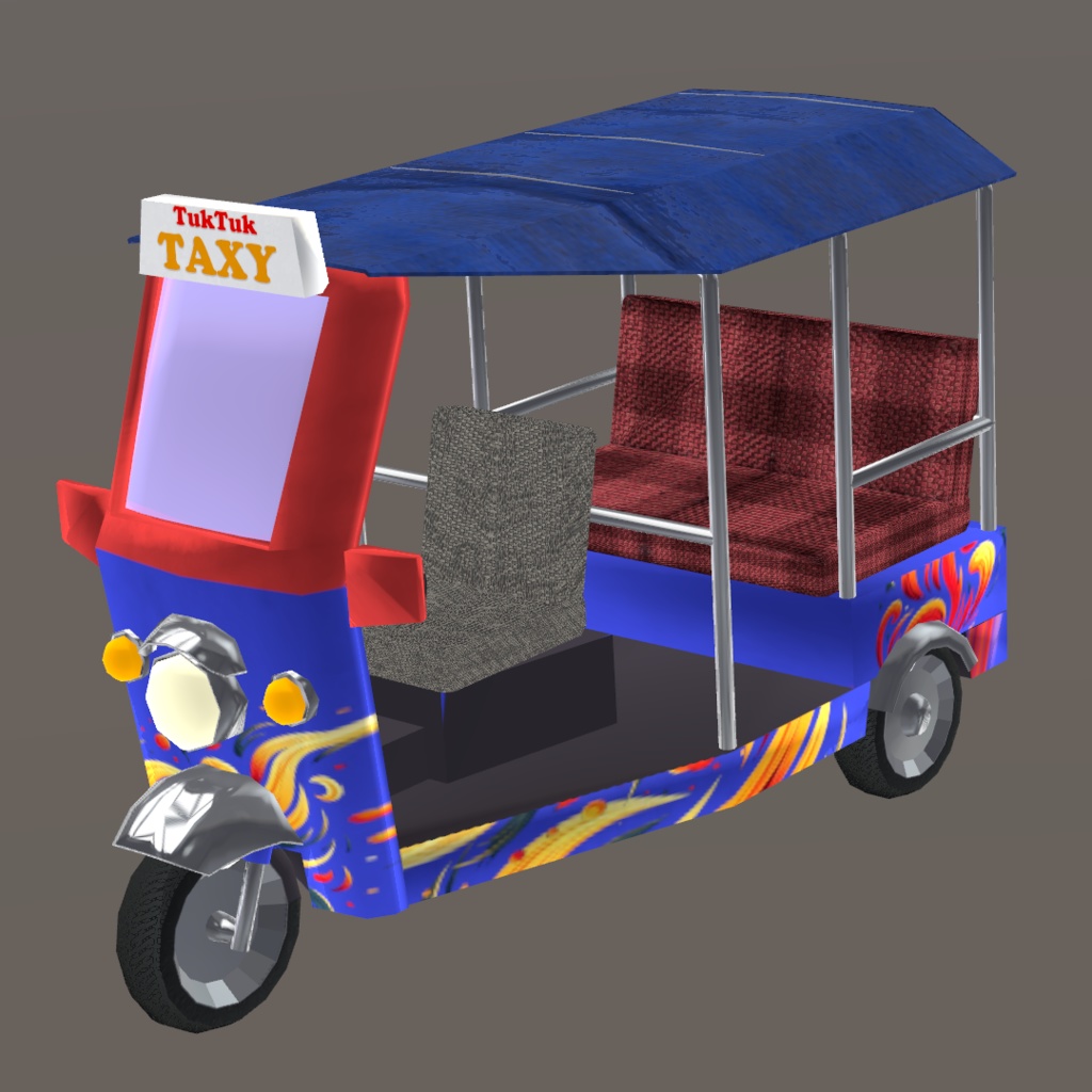 【無料】【ローポリゴン】【オリジナル3Dモデル】『TukTuk TAXY』 
