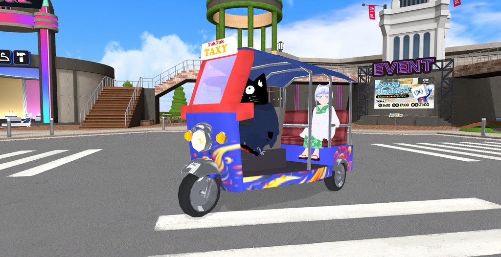 【無料】【ローポリゴン】【オリジナル3Dモデル】『TukTuk TAXY』