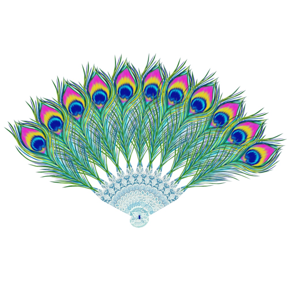 【無料】【オリジナル3Dアクセサリ】『某王妃のような金髪縦ロールヘア』 孔雀扇子のおまけ付き