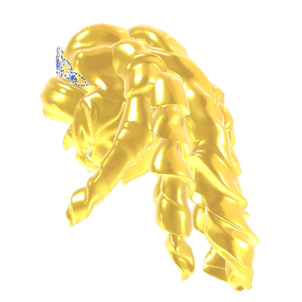 【無料】【オリジナル3Dアクセサリ】『某王妃のような金髪縦ロールヘア』 孔雀扇子のおまけ付き