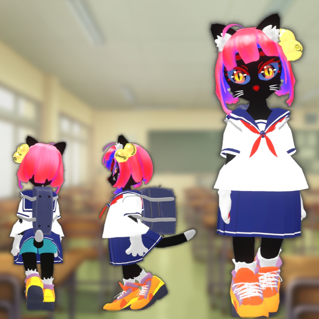 オリジナル3Dモデル『黒音 CroNe』(クローネ)【VRchat対応】【cluster対応】