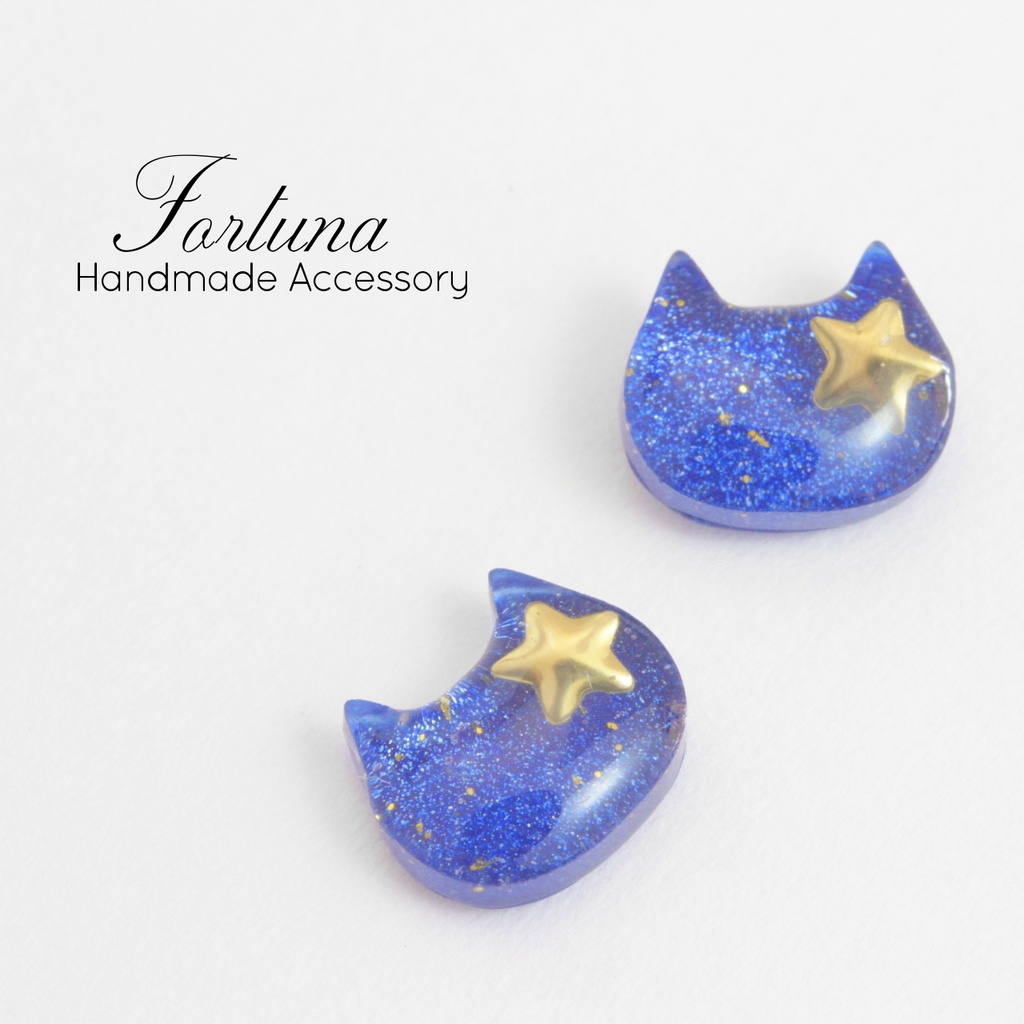 小さな夜空猫ピアス(72) ピアス/ノンホールピアス/樹脂ピアス