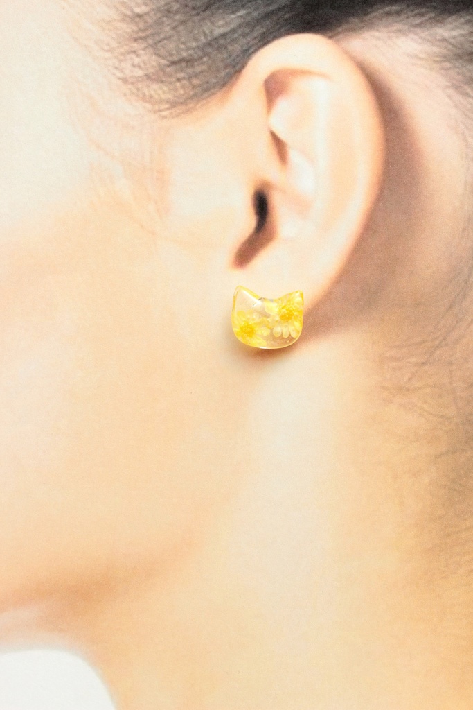 きいろの花とねこ(248) ピアス/ノンホールピアス/樹脂ピアス