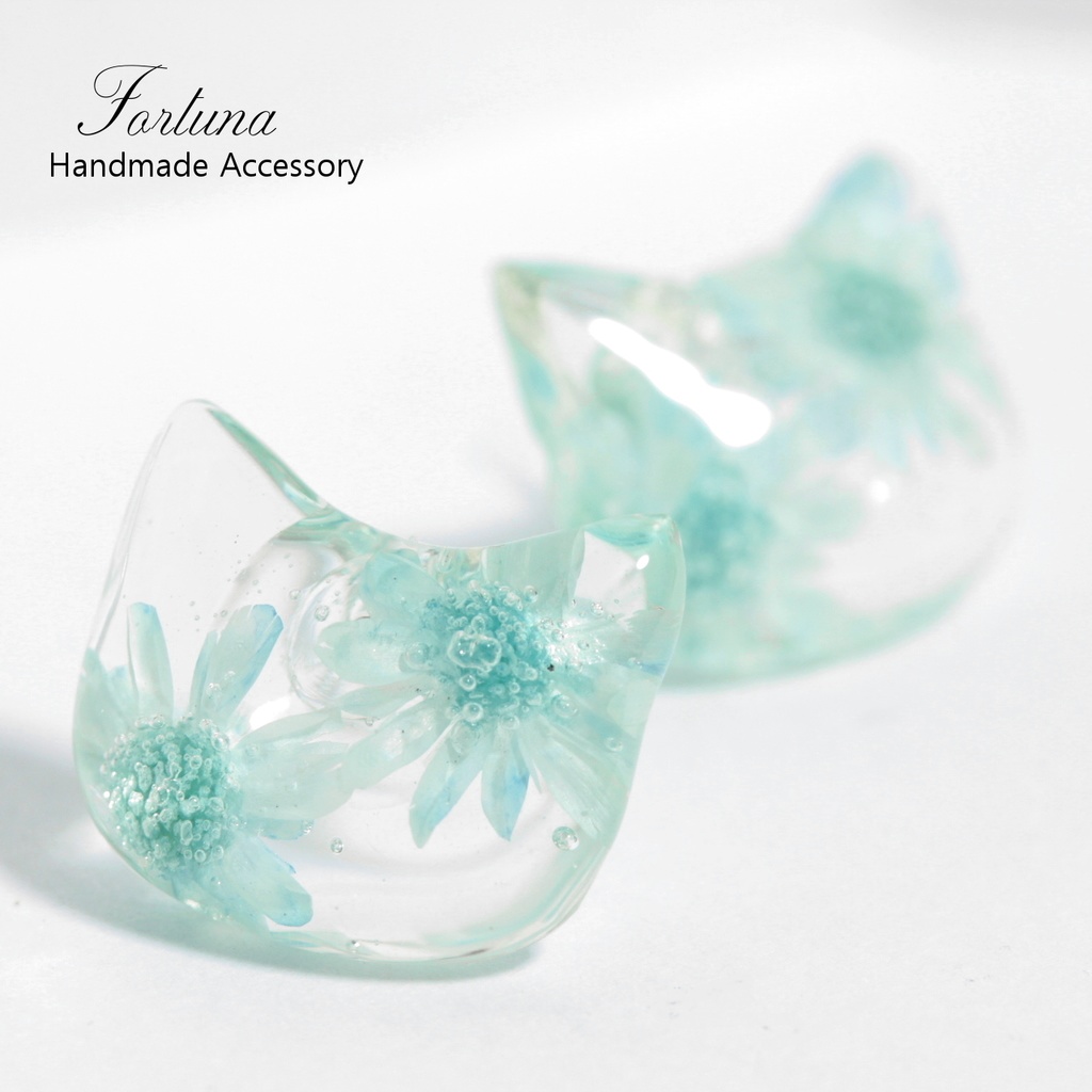 みずいろの花とねこ(249) ピアス/ノンホールピアス/樹脂ピアス