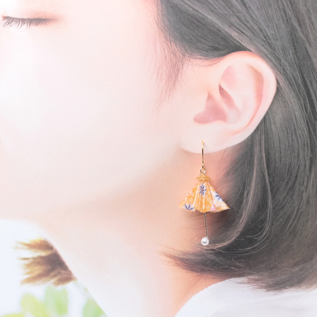 和傘~山吹~(342) ピアス/イヤリング/ノンホールピアス/樹脂ピアス