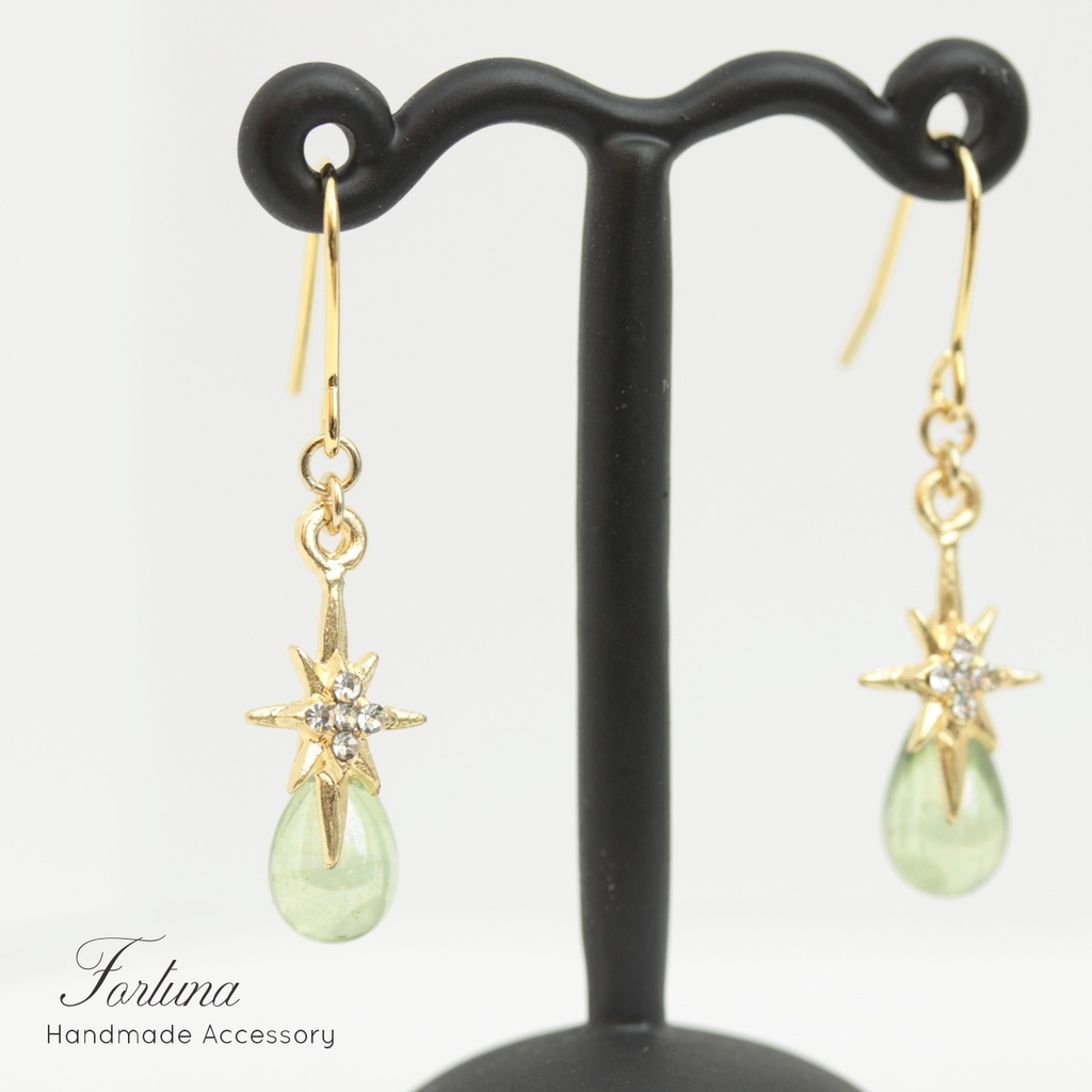 チェコビーズ×STAR~オリーブ~(301) ピアス/イヤリング/ノンホールピアス/樹脂ピアス