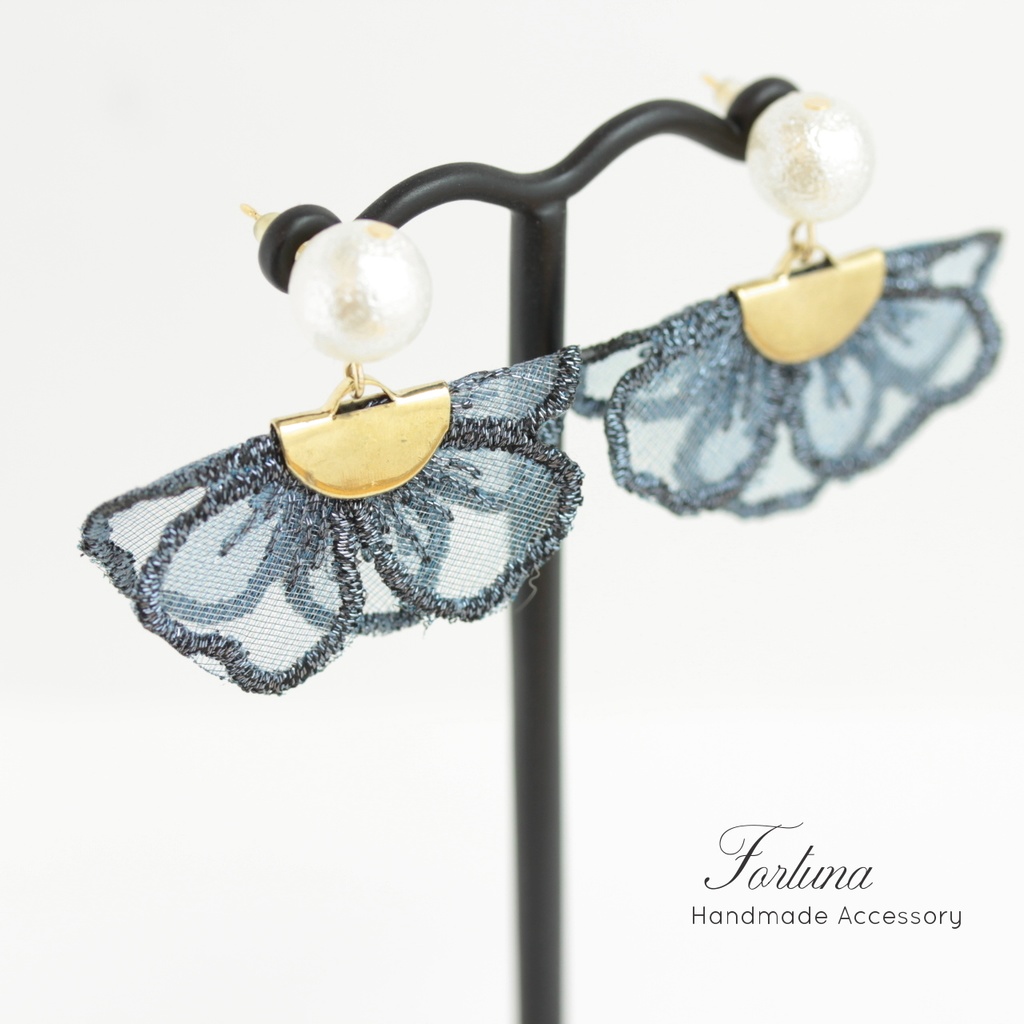 レース×コットンパール(341) ピアス/ノンホールピアス/樹脂ピアス