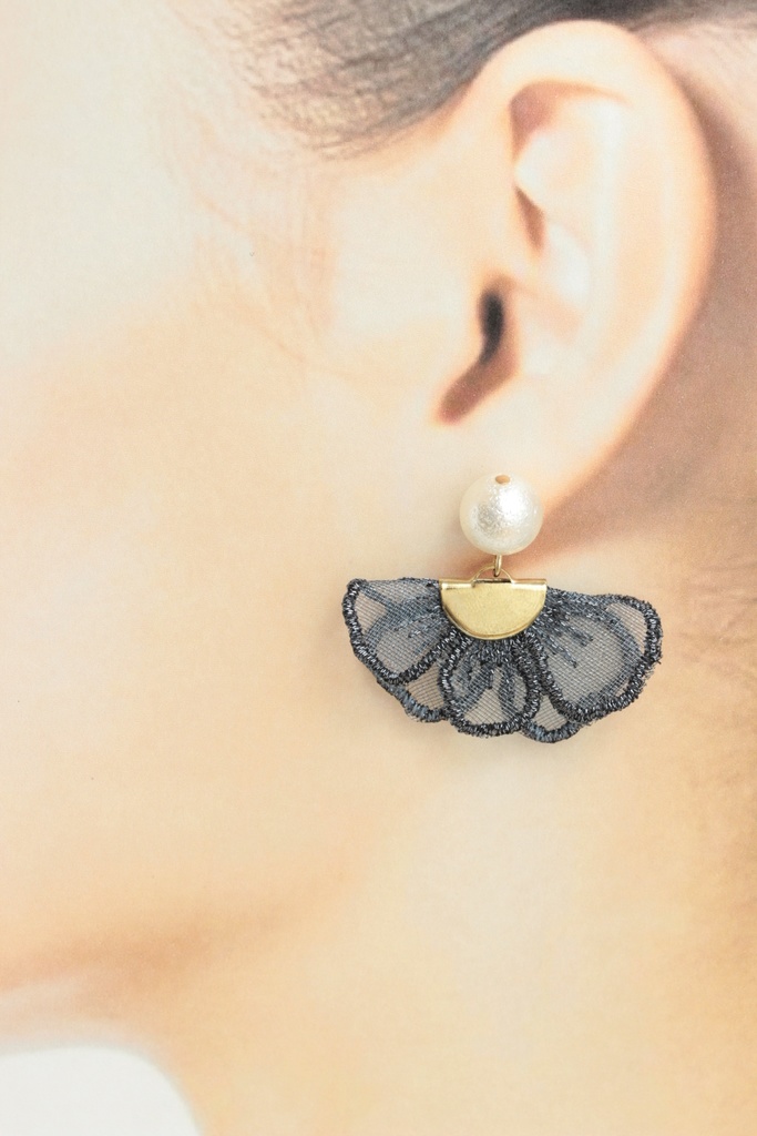 レース×コットンパール(341) ピアス/ノンホールピアス/樹脂ピアス
