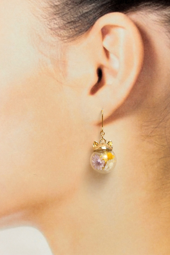 FlowerGlass~ねこ(267) ピアス/イヤリング/ノンホールピアス/樹脂ピアス