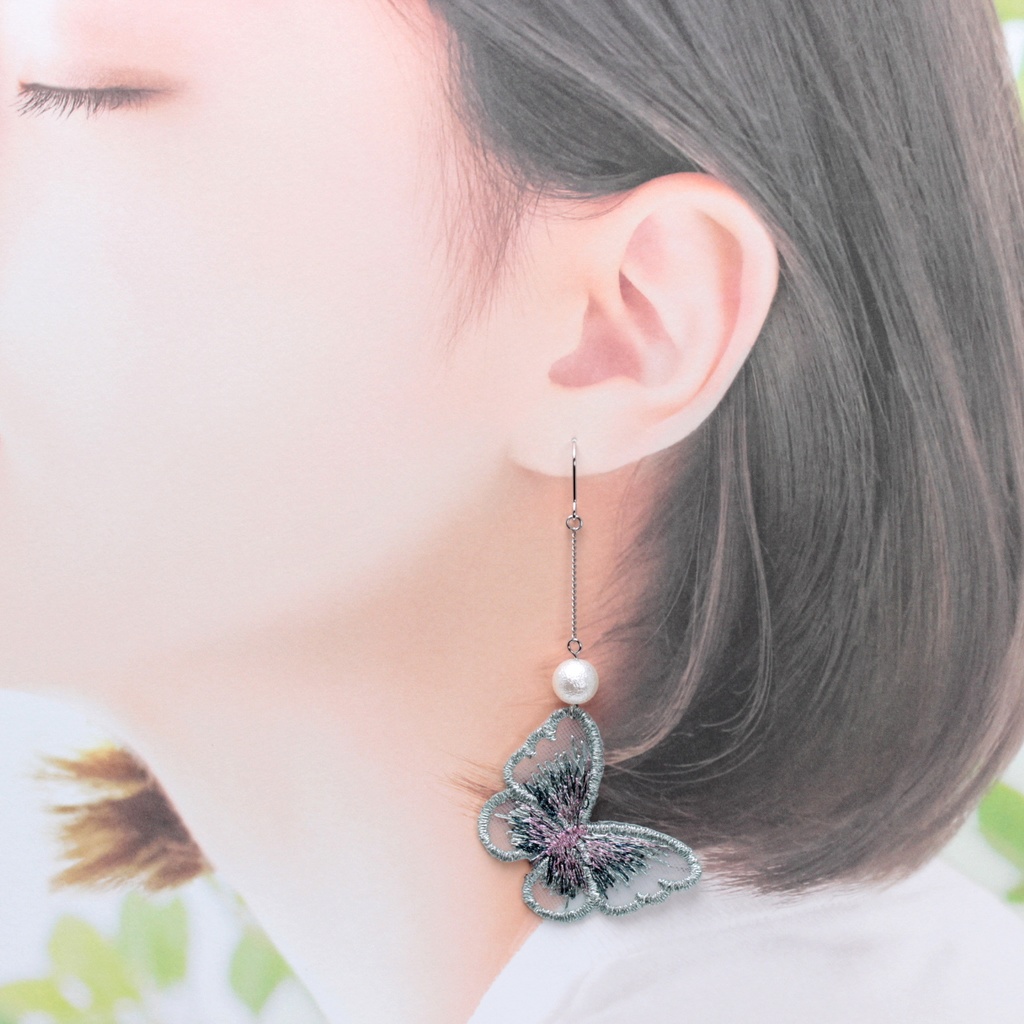 Blue Butterfly(350) ピアス/イヤリング/ノンホールピアス/樹脂ピアス