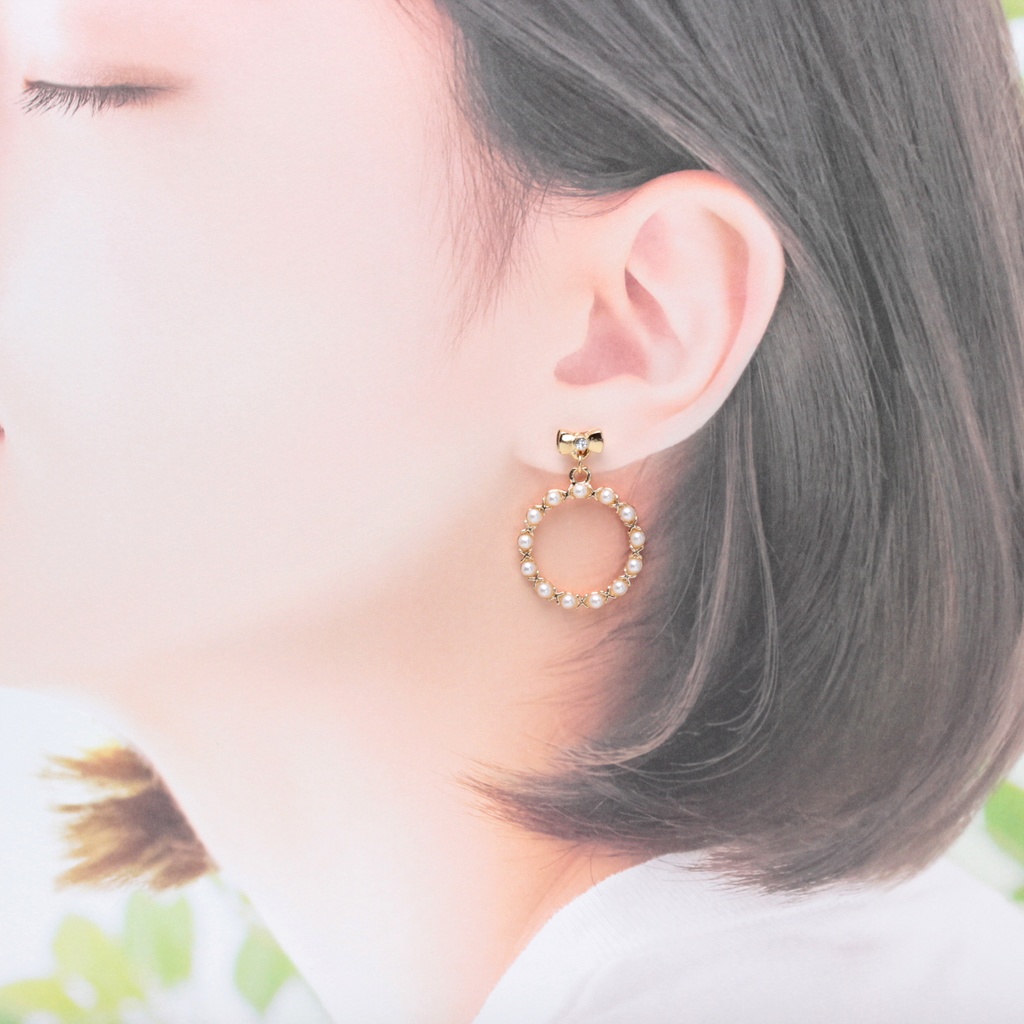 リボンパール(362) ピアス/ノンホールピアス/樹脂ピアス