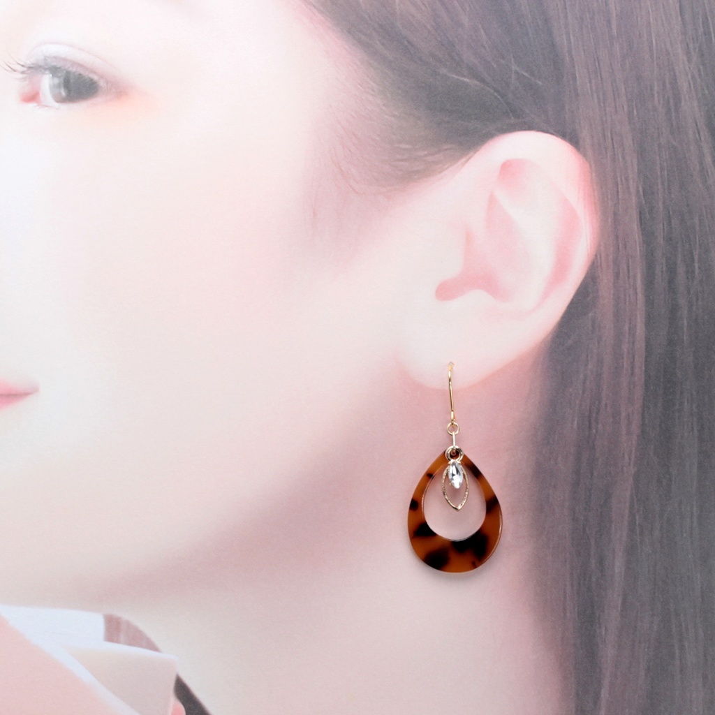 べっこう~しずく~(375) ピアス/イヤリング/ノンホールピアス/樹脂ピアス