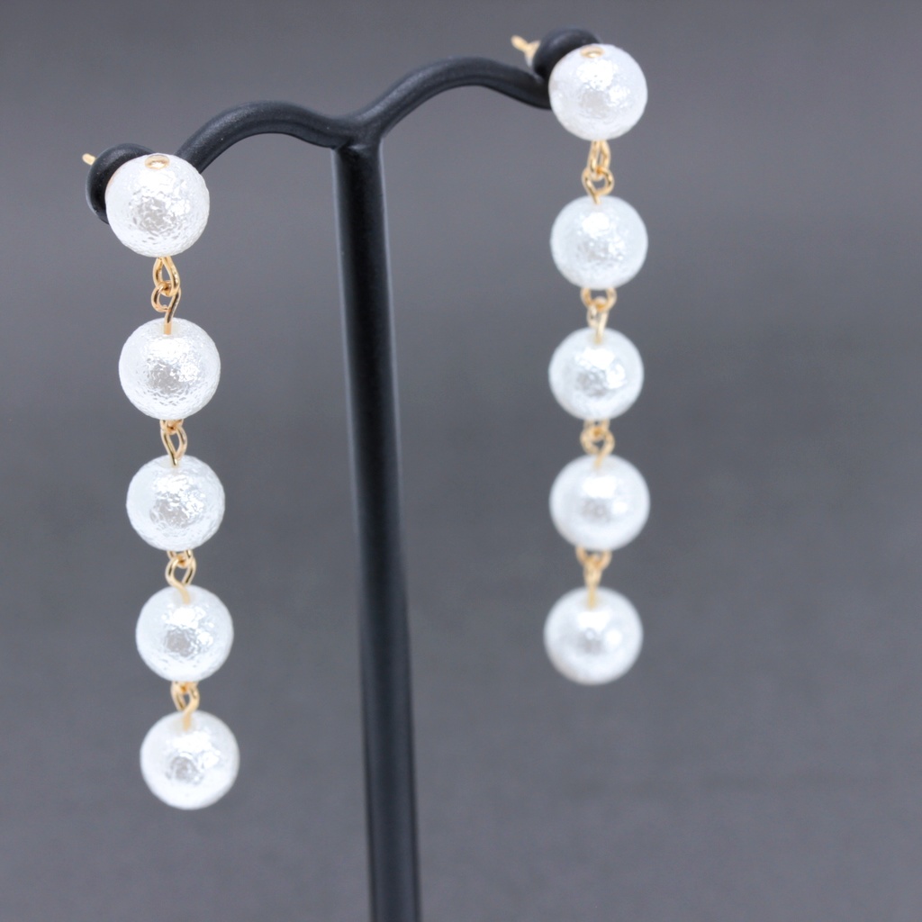 5連コットンパール(381) ピアス/ノンホールピアス/樹脂ピアス