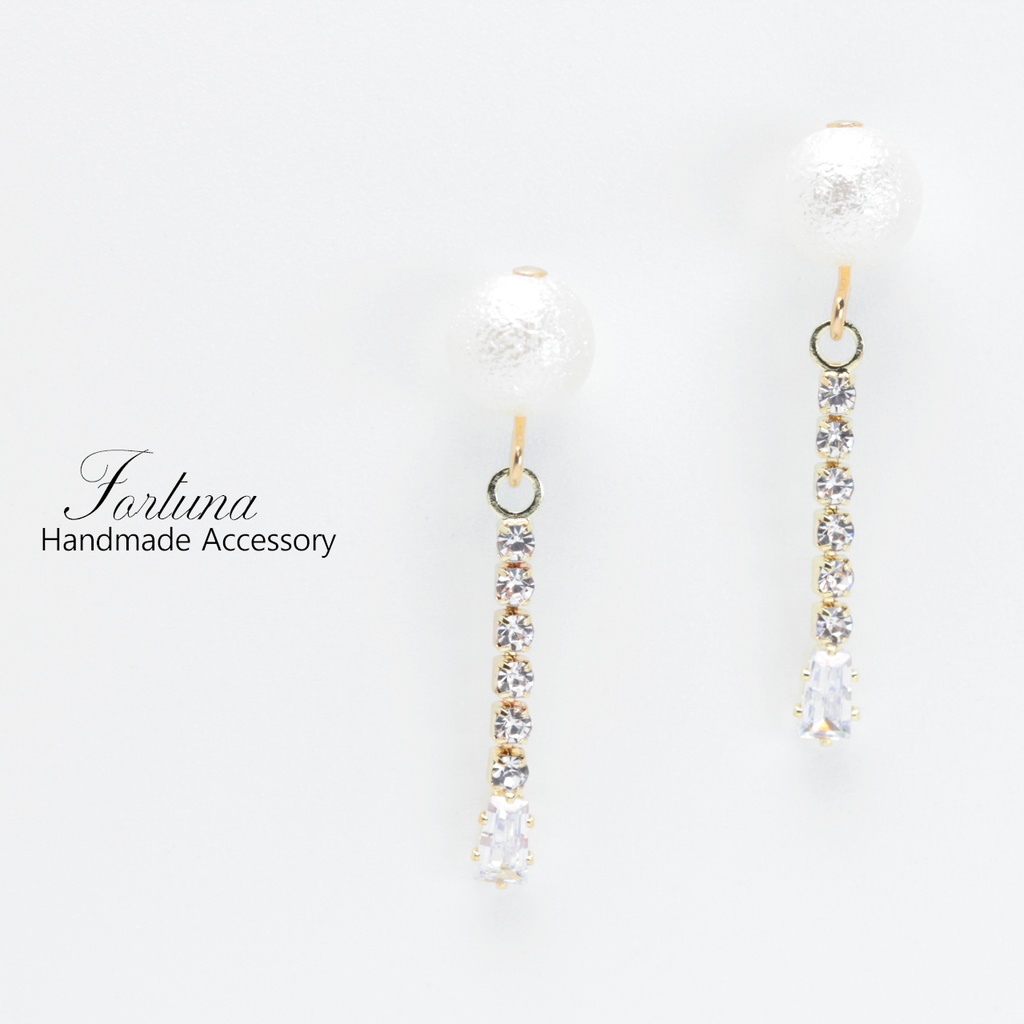 コットンパールにストーン(395) ピアス/ノンホールピアス/樹脂ピアス