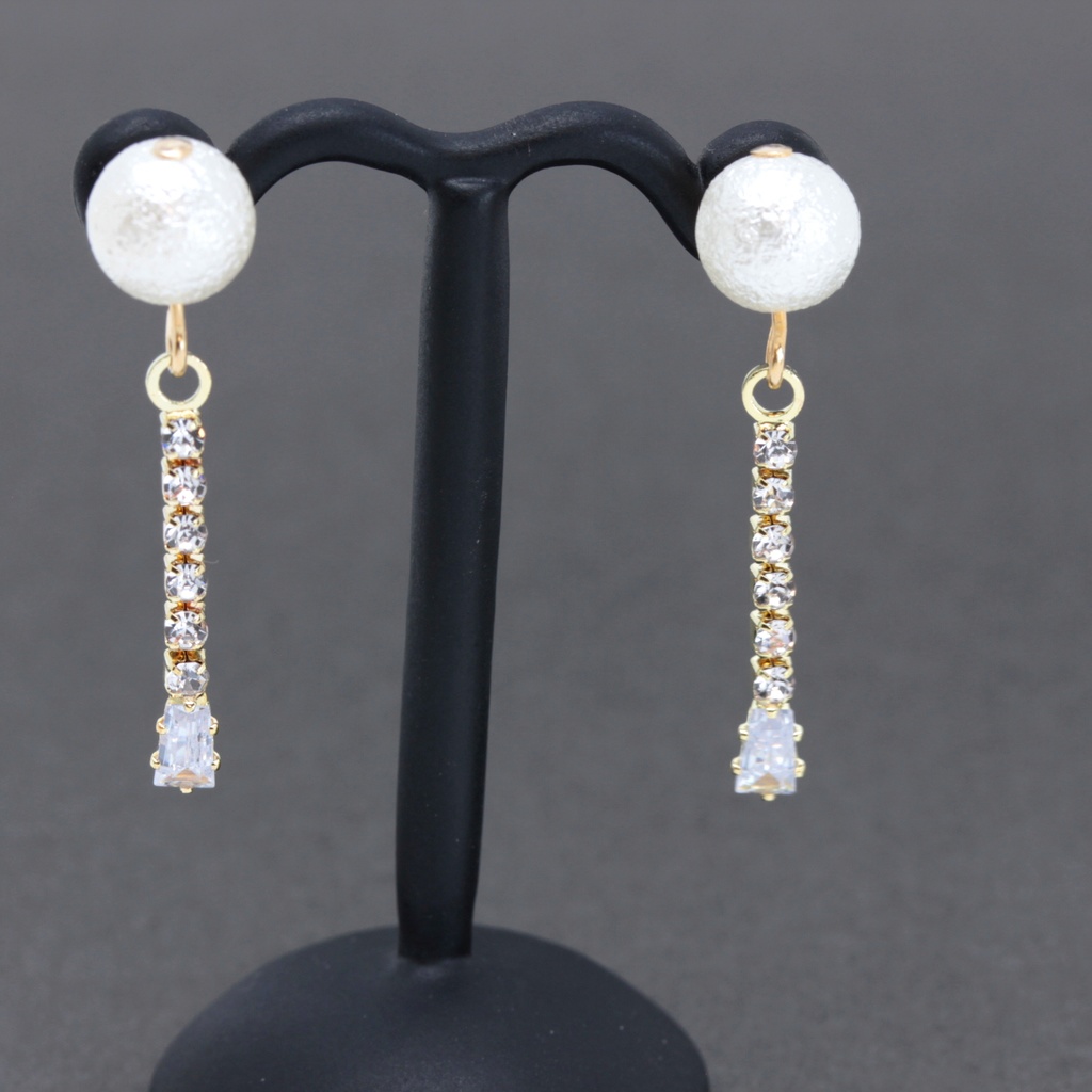 コットンパールにストーン(395) ピアス/ノンホールピアス/樹脂ピアス