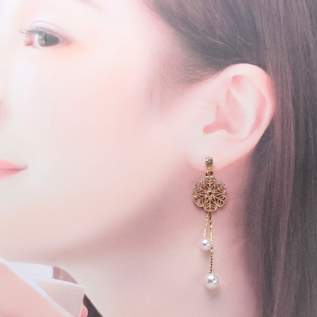 揺れるパール(398) ピアス/ノンホールピアス/樹脂ピアス