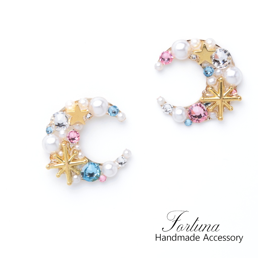 きらきらお月様~SWAROVSKI~(419) ピアス/ノンホールピアス/樹脂ピアス ...