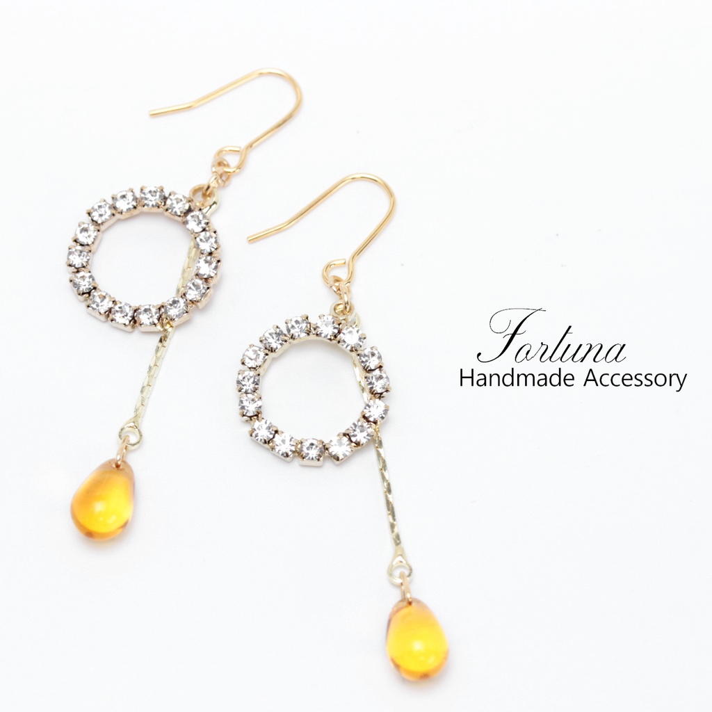 CRYSTAL×DROP~HoneyYellow~(424) ピアス/イヤリング/ノンホールピアス/樹脂ピアス