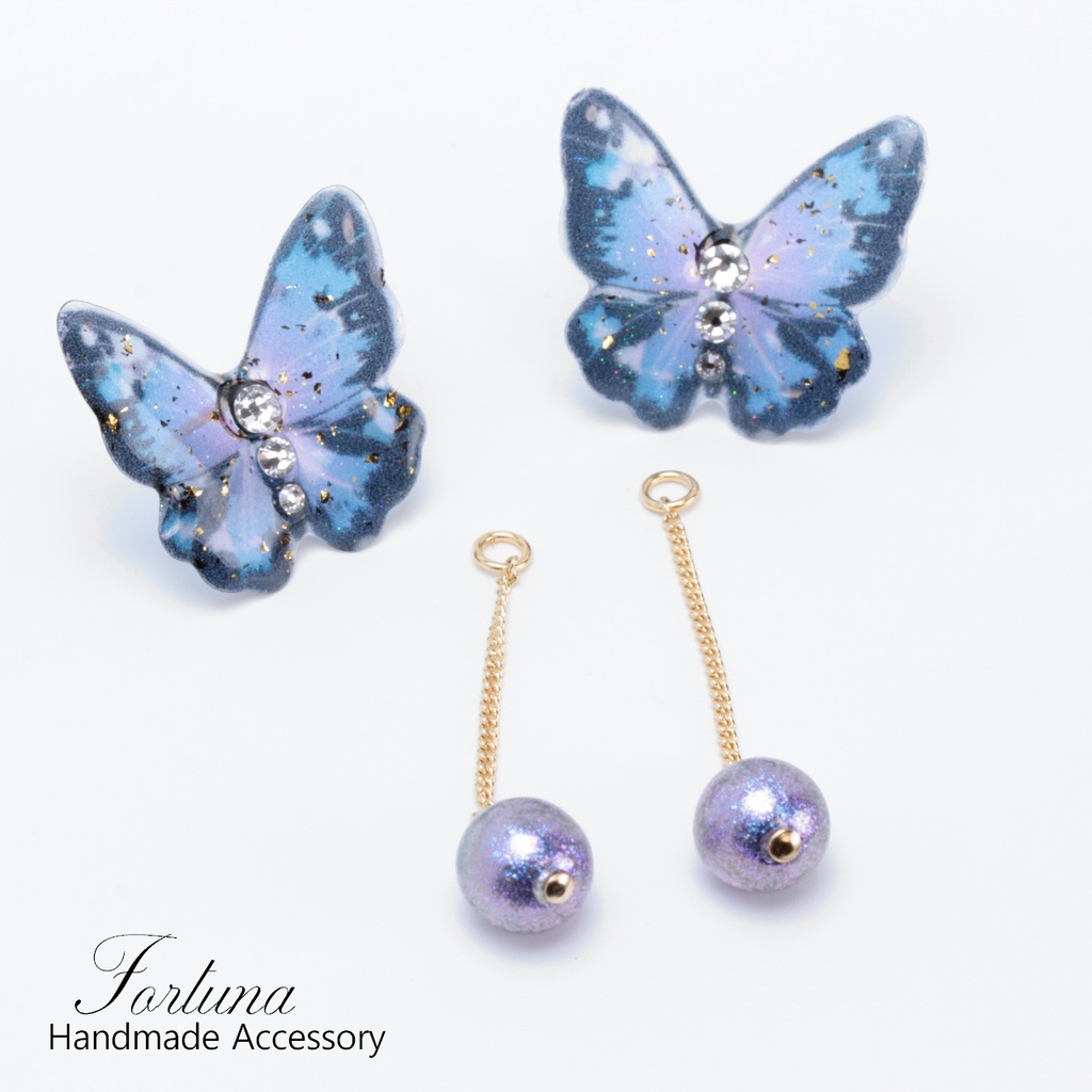 蝶と揺れるパール(429) ピアス/ノンホールピアス/樹脂ピアス