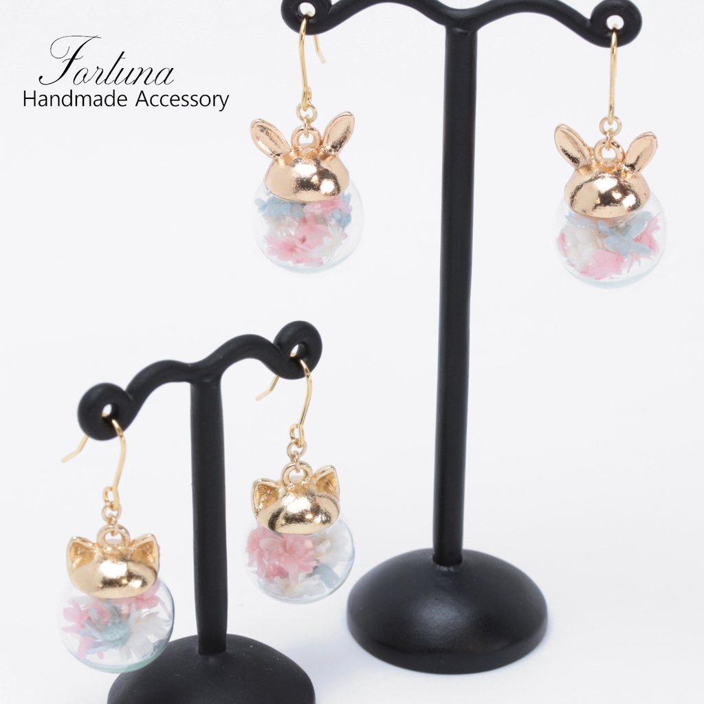 FlowerGlass~うさぎ~(449) ピアス/イヤリング/ノンホールピアス/樹脂ピアス