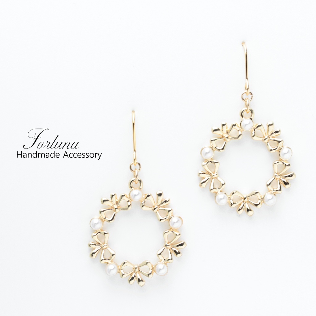 Ribbon Circle(453) ピアス/イヤリング/ノンホールピアス/樹脂ピアス