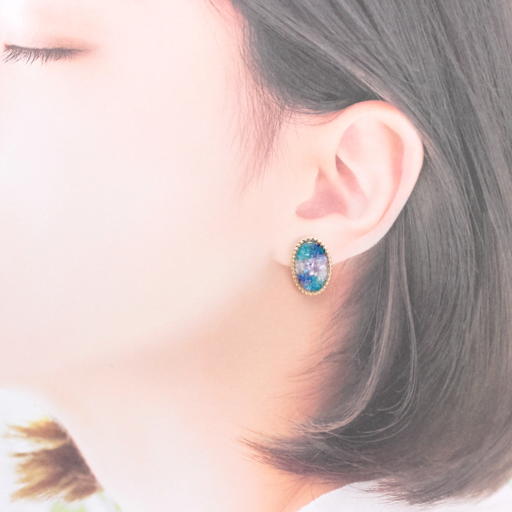 Shell Flower~BLUE~(461) ピアス/ノンホールピアス/樹脂ピアス