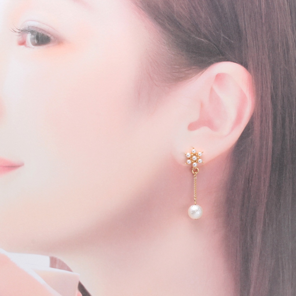 揺れるコットンパール(462) ピアス/ノンホールピアス/樹脂ピアス