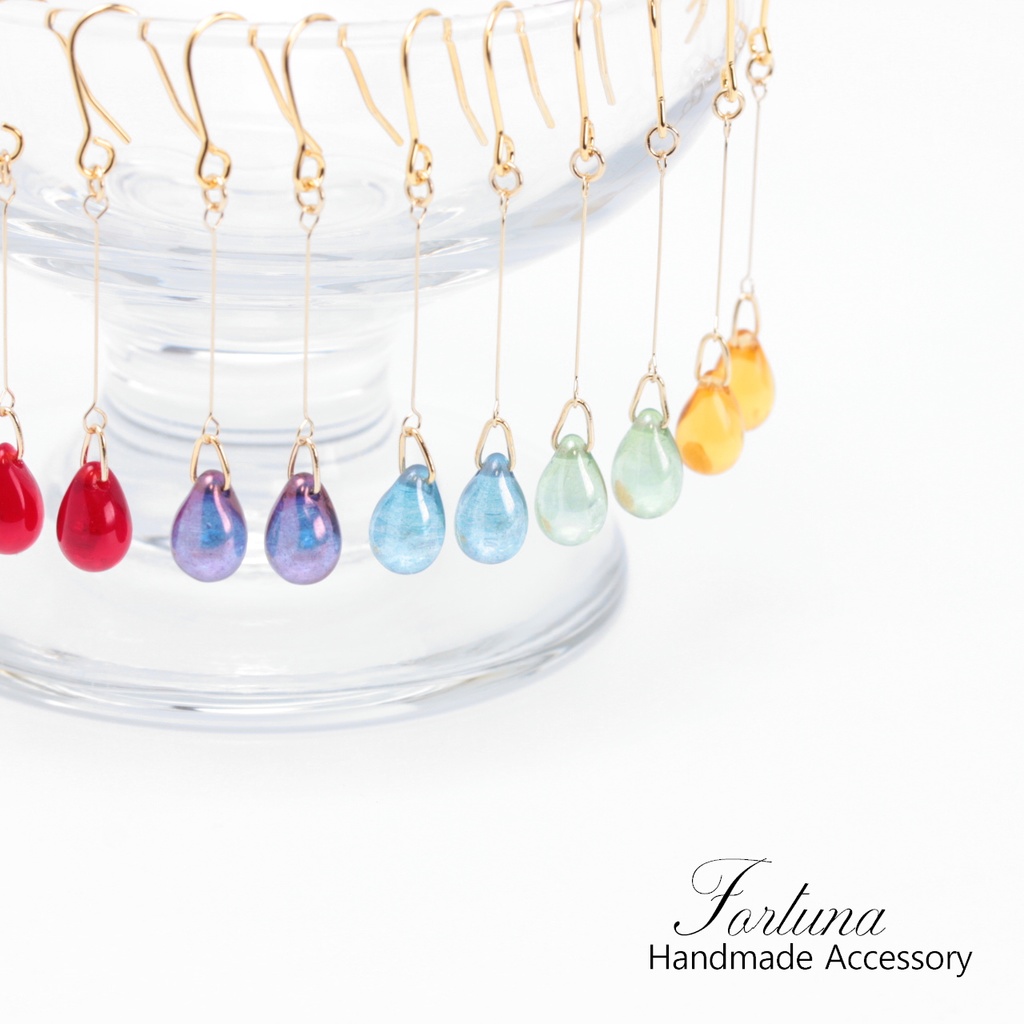 揺れるチェコドロップ~RED~(509) ピアス/イヤリング/ノンホールピアス/樹脂ピアス