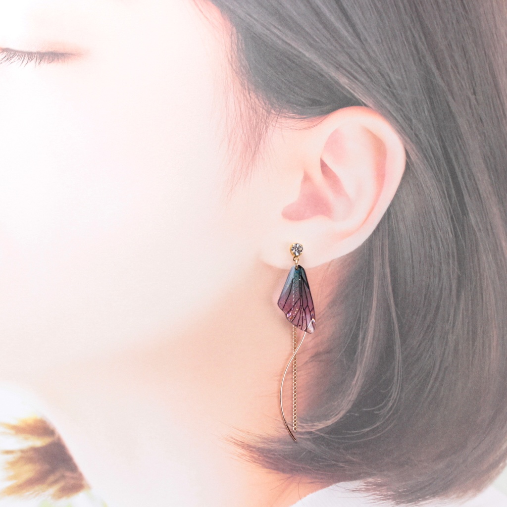 揺れる蝶羽~Dark~(519) ピアス/ノンホールピアス/樹脂ピアス