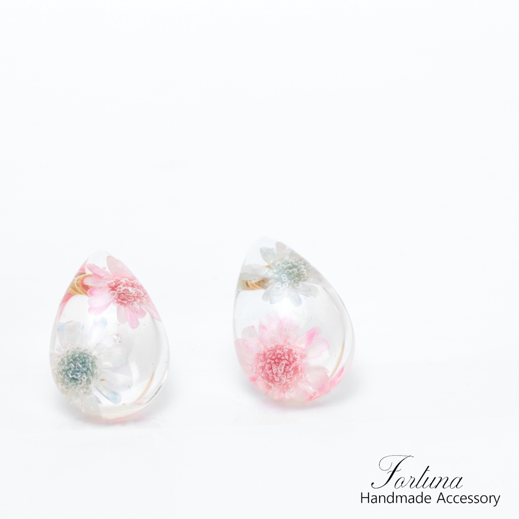 2色の花~P&B~(527) ピアス/ノンホールピアス/樹脂ピアス