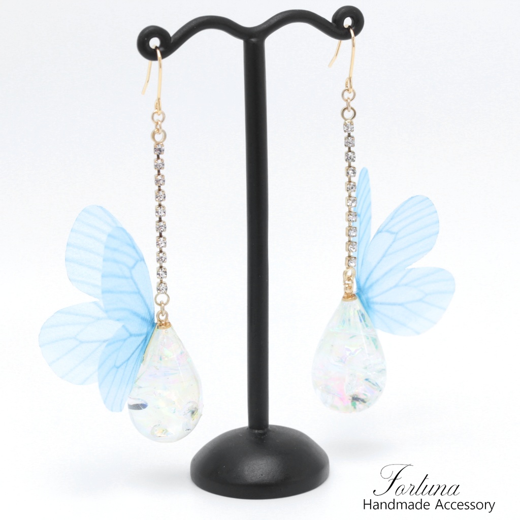 雫に蝶~幻想空~(572) ピアス/イヤリング/ノンホールピアス/樹脂ピアス