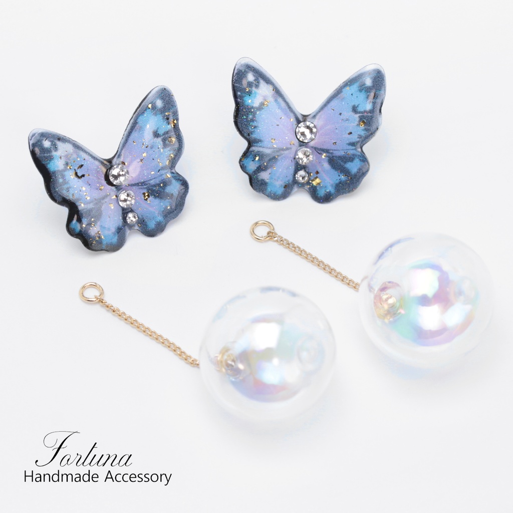 紫蝶と揺れるしゃぼん玉(580) ピアス/ノンホールピアス/樹脂ピアス