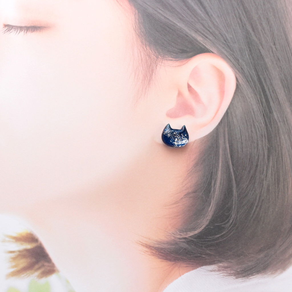 天の川~ねこ~(590) ピアス/ノンホールピアス/樹脂ピアス