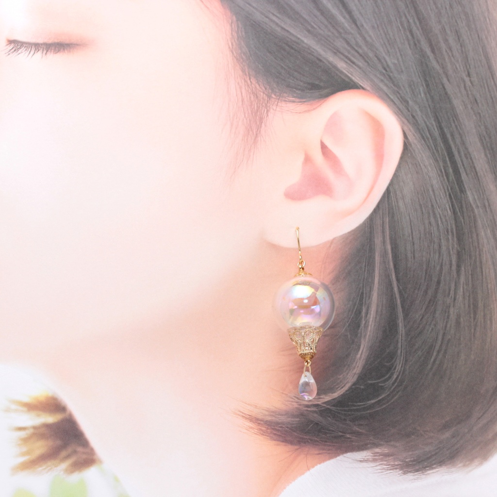 しゃぼん気球(595) ピアス/イヤリング/ノンホールピアス/樹脂ピアス