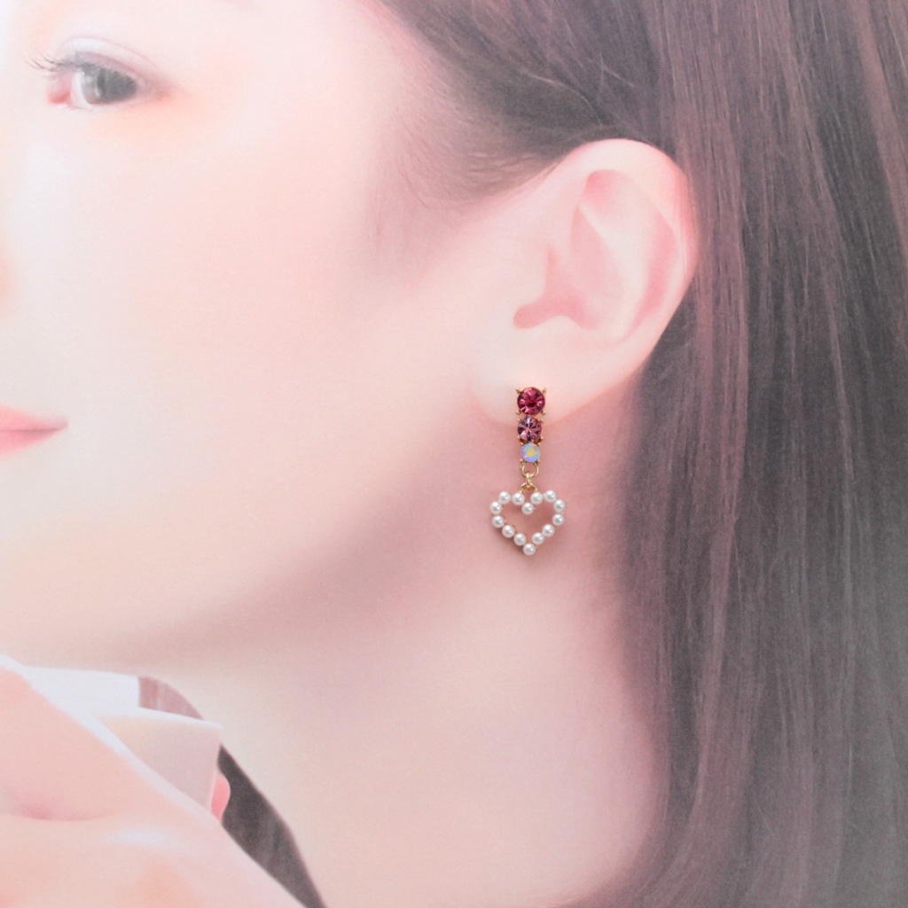 揺れるパールハート(601) ピアス/ノンホールピアス/樹脂ピアス