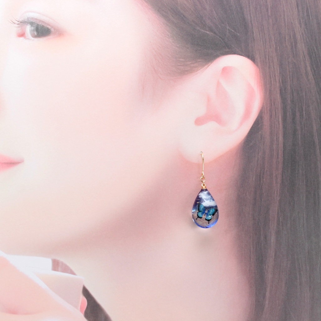 夜闇に蝶(628) ピアス/イヤリング/ノンホールピアス/樹脂ピアス
