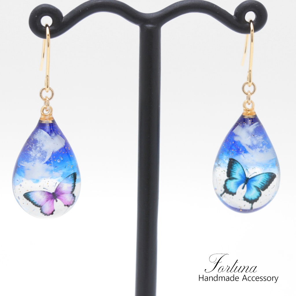 夜闇に蝶(628) ピアス/イヤリング/ノンホールピアス/樹脂ピアス