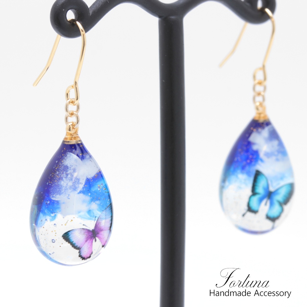 夜闇に蝶(628) ピアス/イヤリング/ノンホールピアス/樹脂ピアス