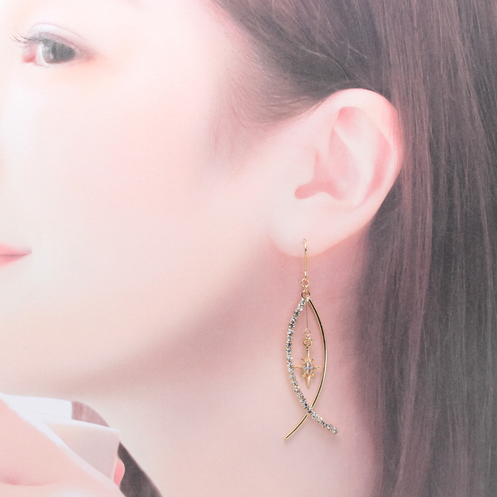Crystal × Star(a635) ピアス/イヤリング/ノンホールピアス/樹脂ピアス