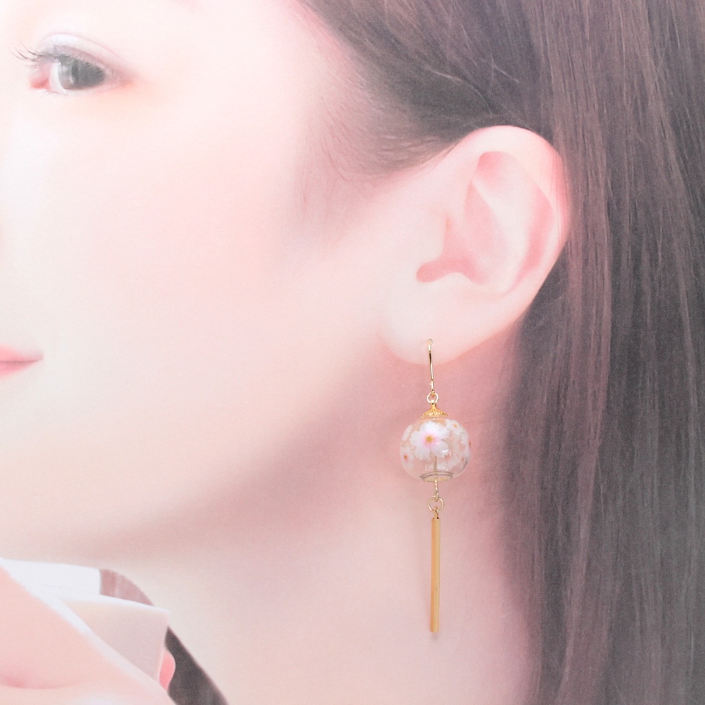 風鈴~桜~(641) ピアス/イヤリング/ノンホールピアス/樹脂ピアス