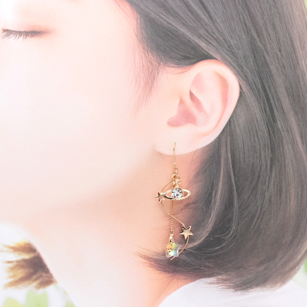 PLANET&STAR(650) ピアス/イヤリング/ノンホールピアス/樹脂ピアス