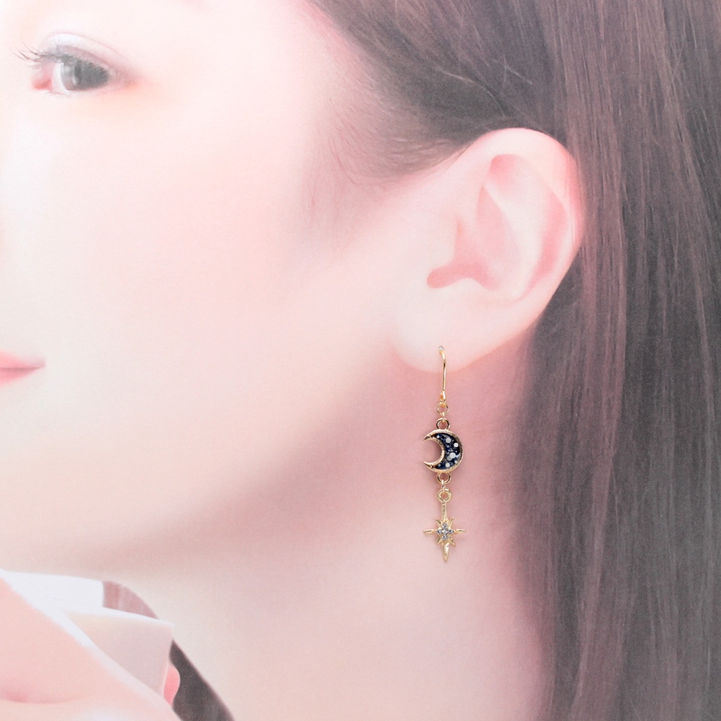 小さな月と揺れる星(663) ピアス/イヤリング/ノンホールピアス/樹脂ピアス